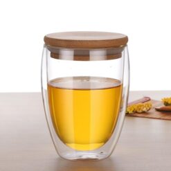 Double Wall Mugs With Bamboo Lid 4 Customised Double Wall Mugs With Bamboo Lid Logo Printing Gifts 5